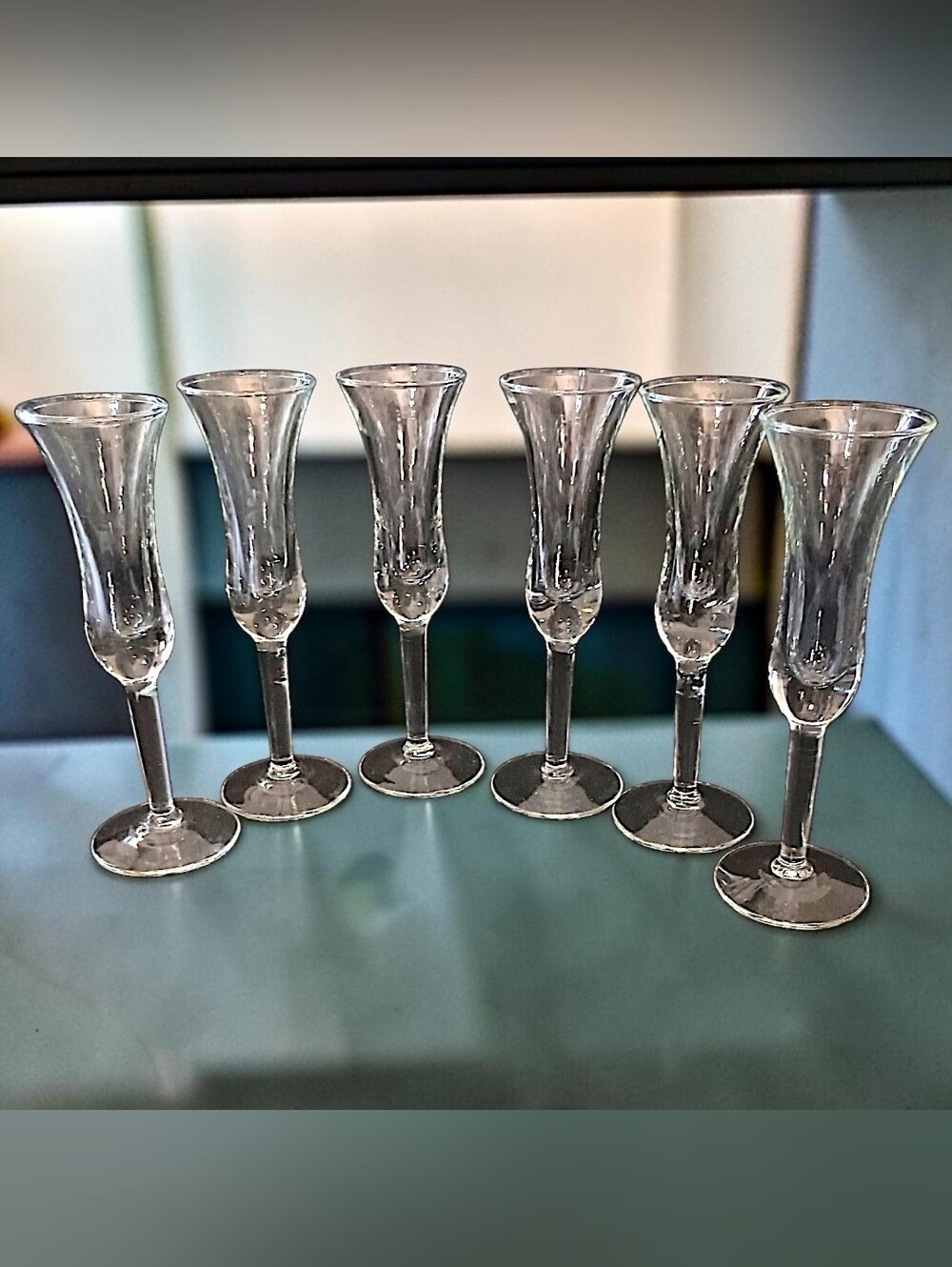 6 Vintage Holmegaard Aperitif Glasses Danish Crystal Cordial Coupe Stemware MCM